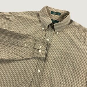 Vintage 90's Embassy Row Mens Green Plaid Check Button Down Cotton Shirt Size 16